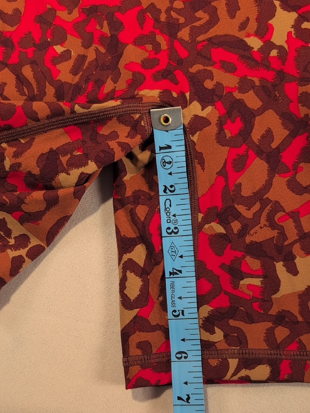Aerie Offline High-Rise Bike Shorts in Orange/Brown Animal Print Size Large - Picture 5 of 7